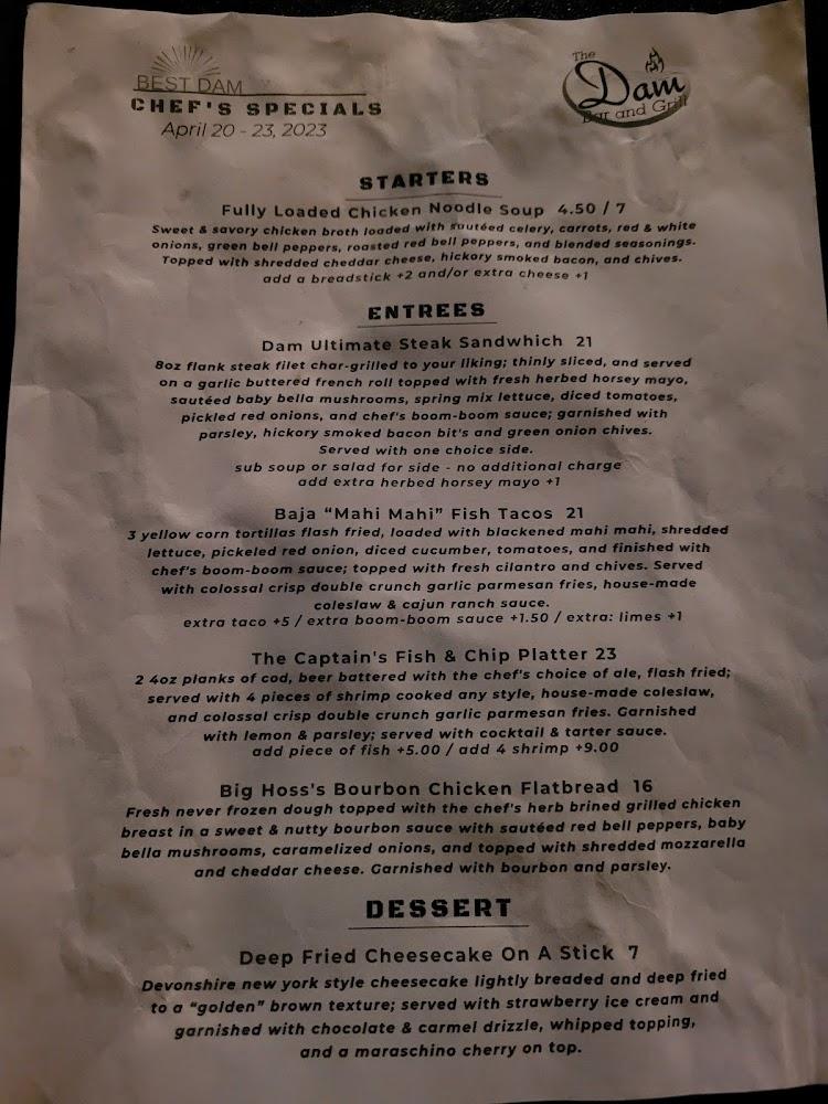 The Dam Bar & Grill Menu image 3